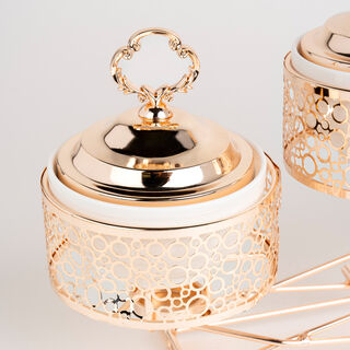 طبق تقديم دائري مع سخّان 4 قطع