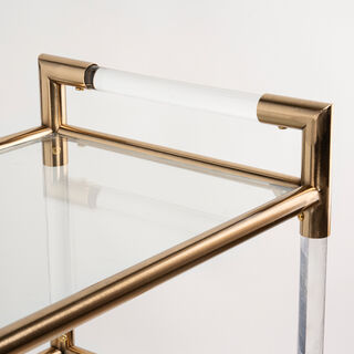 3 Tiers Acrylic Serving Trolley Gold 80x40x81.5Hcm