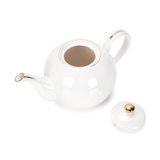 English Tea Pot White Gold Rim