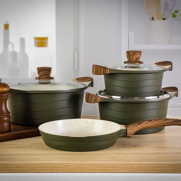 Alberto London 7 Pieces Ceramic Cookware Set Olive  image number 7