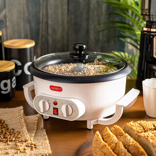 ألبرتو محمصة قهوة كهربائية باللون الأبيض 750 جرام، مؤقت 60د، 800 واط