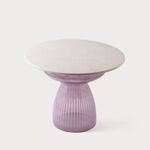 Homez glass coffee table with marble top 61*51cm, lilac image number 1