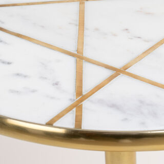 Side Table Aluminum And Marble Dia 39* Ht:55 Cm