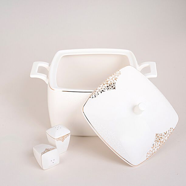 La Mesa gold bone porcelain dinner set 85 pcs image number 5