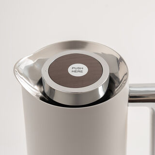 Dallaty 1L light grey steel vacuum flask with wooden handle