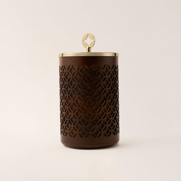 La Mesa large wooden container in gold 12*12*23 Cm image number 0