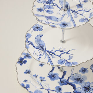 La Mesa Flwr 3 Tiers Cake Stand Blue 