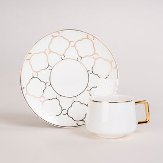 دلتي طقم فناجين قهوة تركي بورسلان لون ذهبي وأبيض 12 قطعة