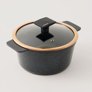 Alberto aluminum casserole with glass lid 4.1L, black