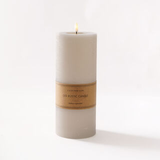 LED rustic candle in white 10*25cm