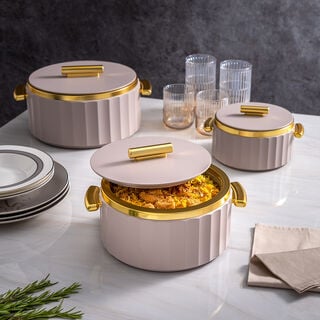 La Mesa matte lailac & gold plastic food warmer 2L