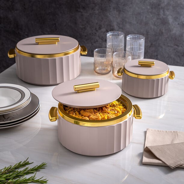La Mesa matte lailac & gold plastic food warmer 2L image number 0