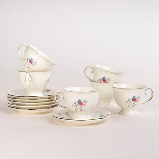 La Mesa 12 Pieces Tea Cup And Saucers \ Ivory