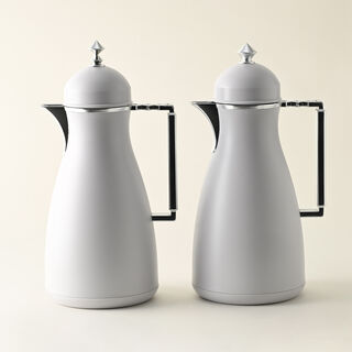 Dallaty 2 Pieces Plastic Vacuum Flask Koufa Beige & Silver 1L