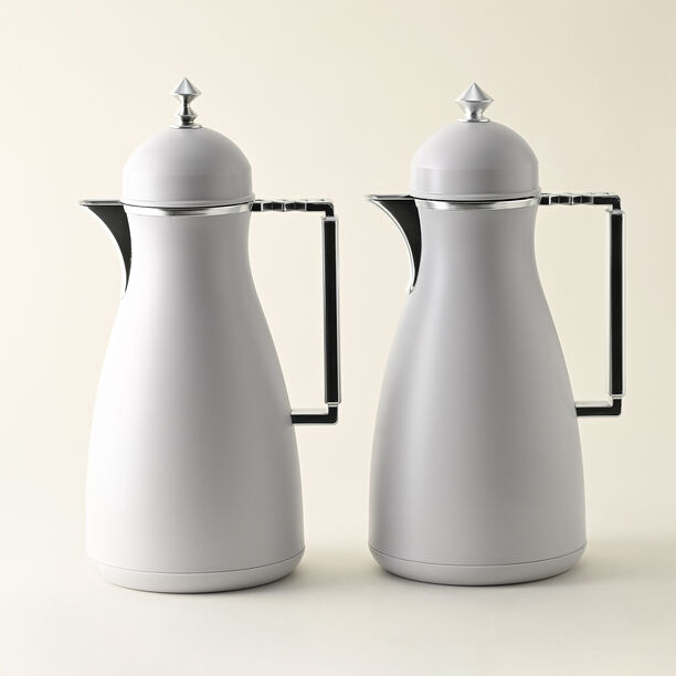 Dallaty 2 Pieces Plastic Vacuum Flask Koufa Beige & Silver 1L image number 0