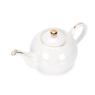 English Tea Pot White Gold Rim