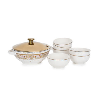 La Mesa white porcelain 1 soup tureen and 6 soup bowls