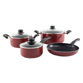 Cookware Non Stick&nbsp;Set 7 Pieces With Glass Lid Red