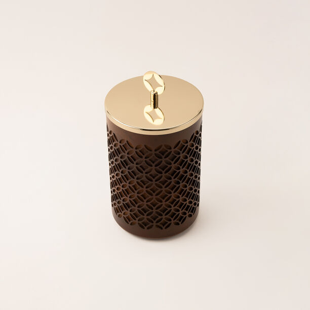 La Mesa large wooden container in gold 12*12*23 Cm image number 1