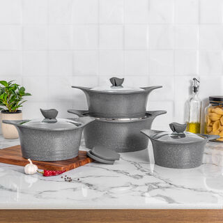 Alberto almuinum 8pcs cookware set, grey