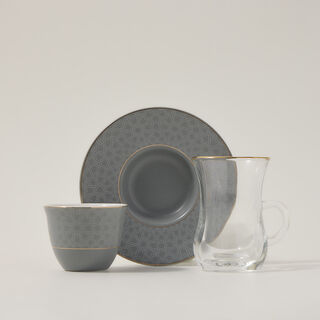 Zukhroof 28Pc Porcelain Tc Set Thumanya Gray Serve 6