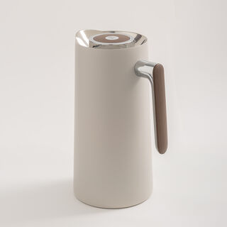 Dallaty 1L light grey steel vacuum flask with wooden handle