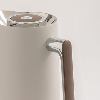 Dallaty 1L light grey steel vacuum flask with wooden handle