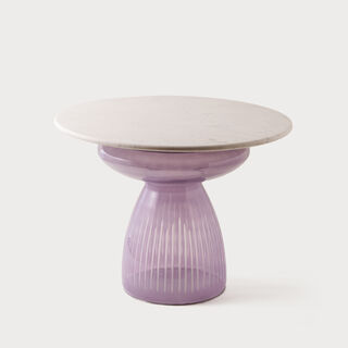 Homez glass coffee table with marble top 61*51cm, lilac