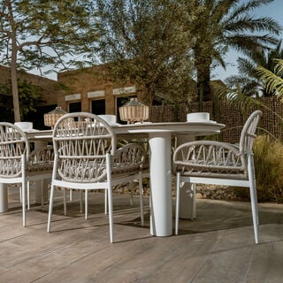 Homez 7 pcs diamond woven aluminum dining set, beige