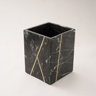 Homez black marble waste basket 19*19*25cm