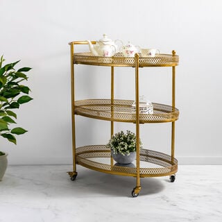 Serving Trolley 3 Tier Metal Gold