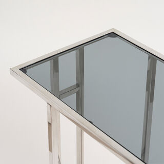 Homez silver stainless steel side table with glass top 50*30*60cm