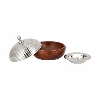 Date Bowl Wood With Steel Tamar Silver