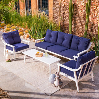 Homez 4pcs aluminum seating set with coffee table, santorini