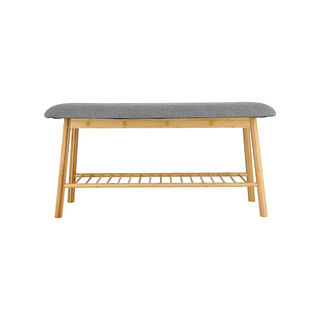 Bamboo And Fabric Bench 90X34X45 Cm
