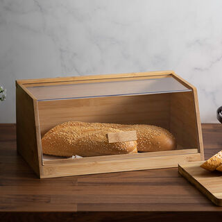Alberto Bamboo Bread Bin W/Acrylic Lid L:35Xw:21.5X15.3Cm