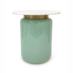 Homez glass side table with marble top, green 43*46cm image number 0
