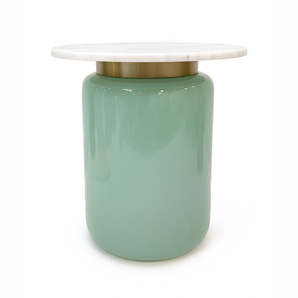 Homez glass side table with marble top, green 43*46cm image number 0