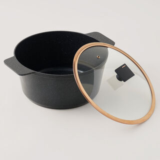 Alberto aluminum casserole with glass lid 2.5L, black