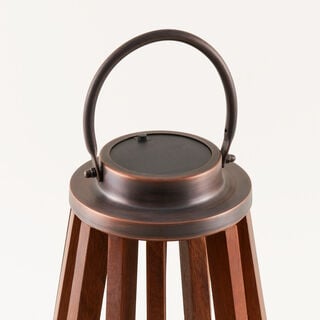 Homez Outdoor Solar Lantern With Wooden Design 23*23*41Cm