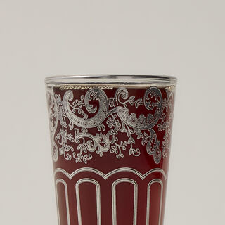 Moroccan Transparent Tea Glass Silver Plating Vol:6Oz