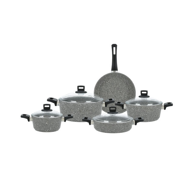 Alberto 9 piece grey granite cookware set image number 3