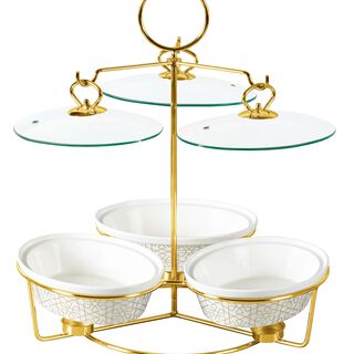 طقم أطباق تقديم مع سخّان 3 قطع