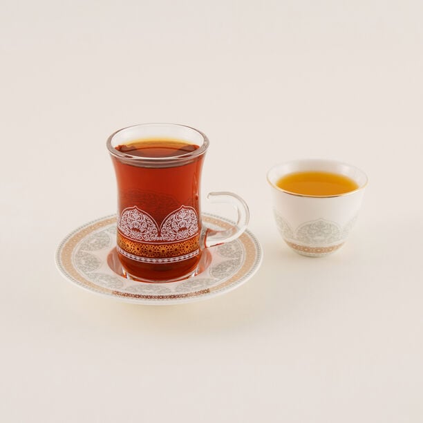 Tea And Coffee Set 28 Pieces Porcelain Silver And Gold  image number 9