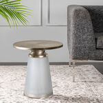 Side Table Frosted White Glass Base Gold Brass Top 46 *46 cm image number 0