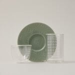 Dallaty green porcelain and glass Tea and coffee cups set 18 pcs image number 1