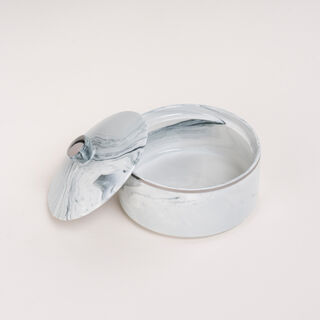 La Mesa blue silver marble date bowl with lid 13*9 cm