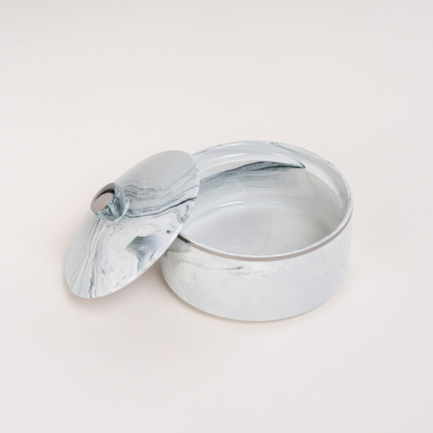 La Mesa blue silver marble date bowl with lid 13*9 cm image number 2