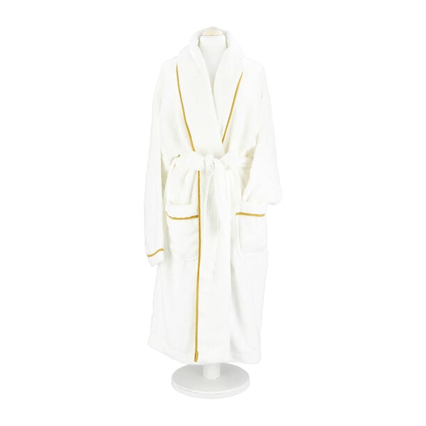 100% cotton bathrobe with gold sateen piping size L/XL image number 2