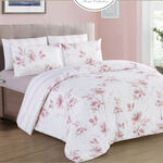 Cottage Microfiber Twin Comforter 4 Pcs Set, White/Pink, 220*160Cm image number 0